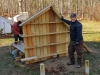Brian holding up part of the deck that came with the Skyshed Pod.